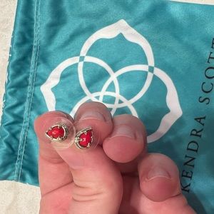 Red and gold studded earrings